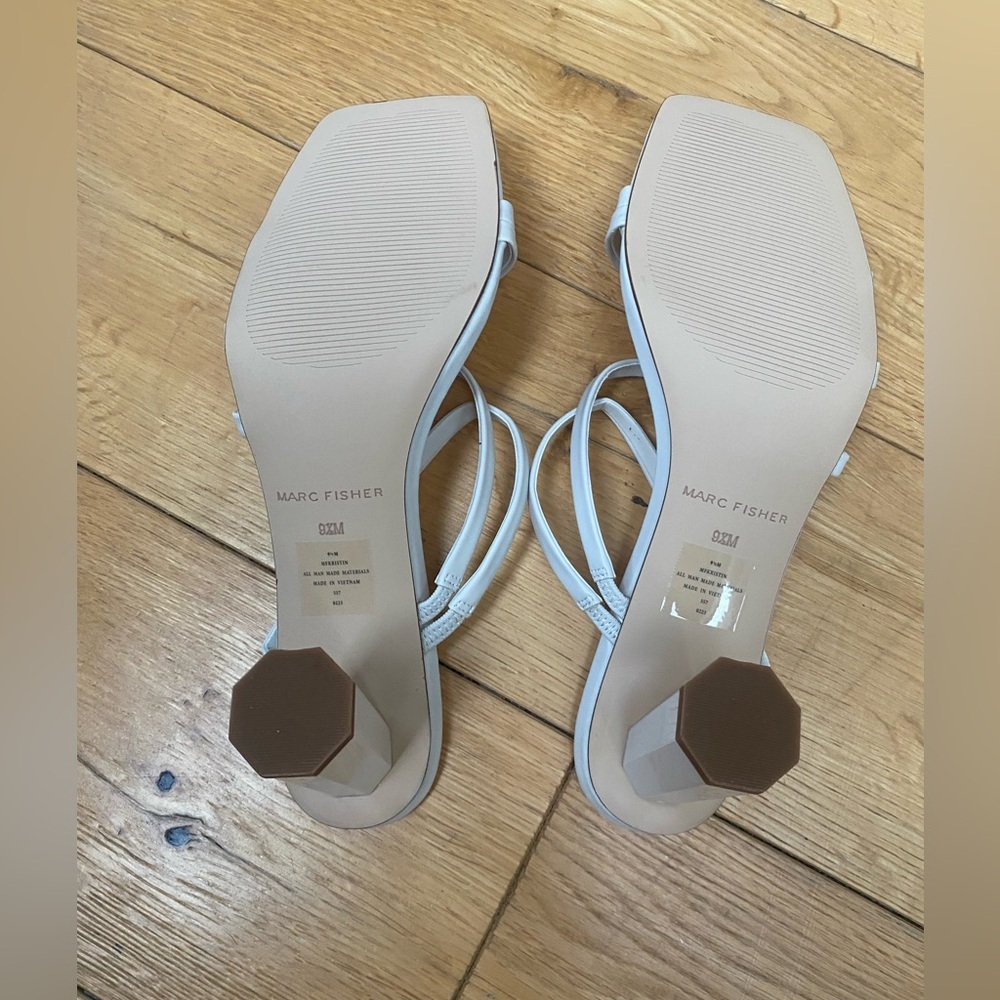 Marc Fisher Ivory White Strappy slide in heels​ - Picture 3 of 9